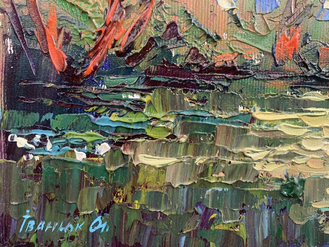 Oil painting Evening over the pond Kalenyuk Alex - 4