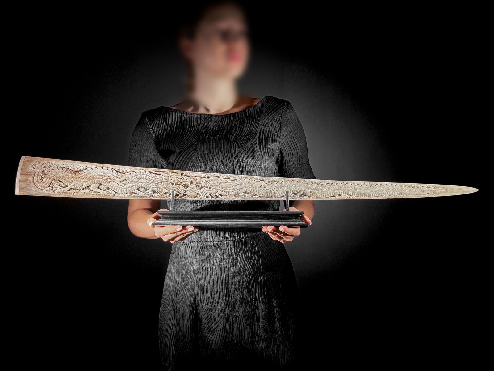 Extra large carved swordfish - Double Dragon motif - 2