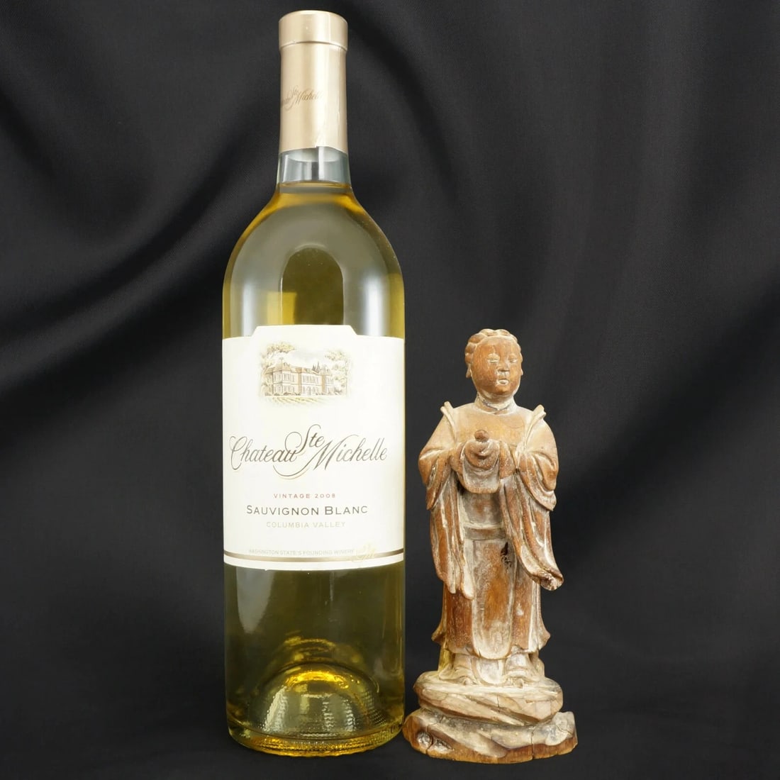 Chinese Ming Carved Wood Courtier Figure - 2