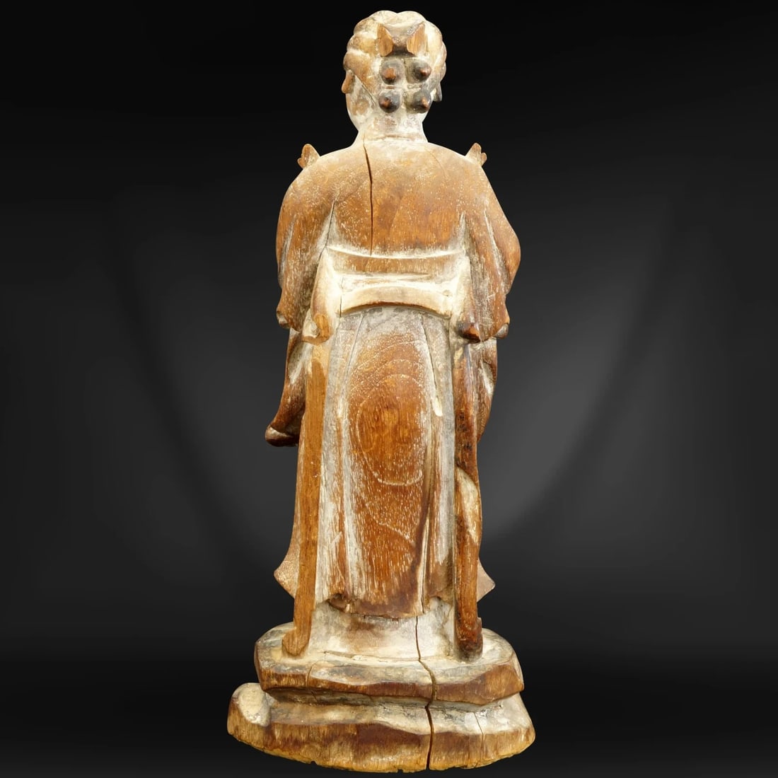 Chinese Ming Carved Wood Courtier Figure - 4