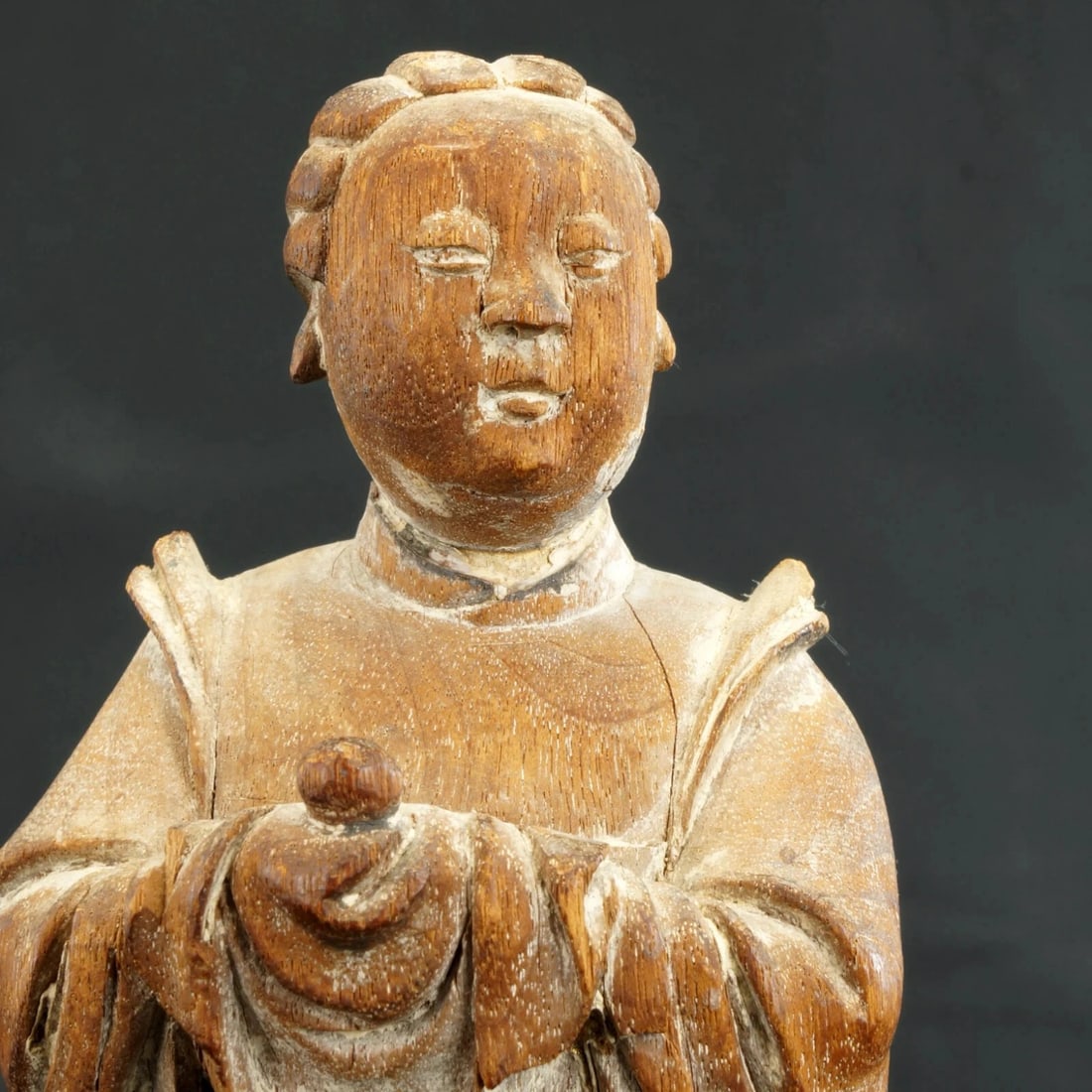 Chinese Ming Carved Wood Courtier Figure - 7