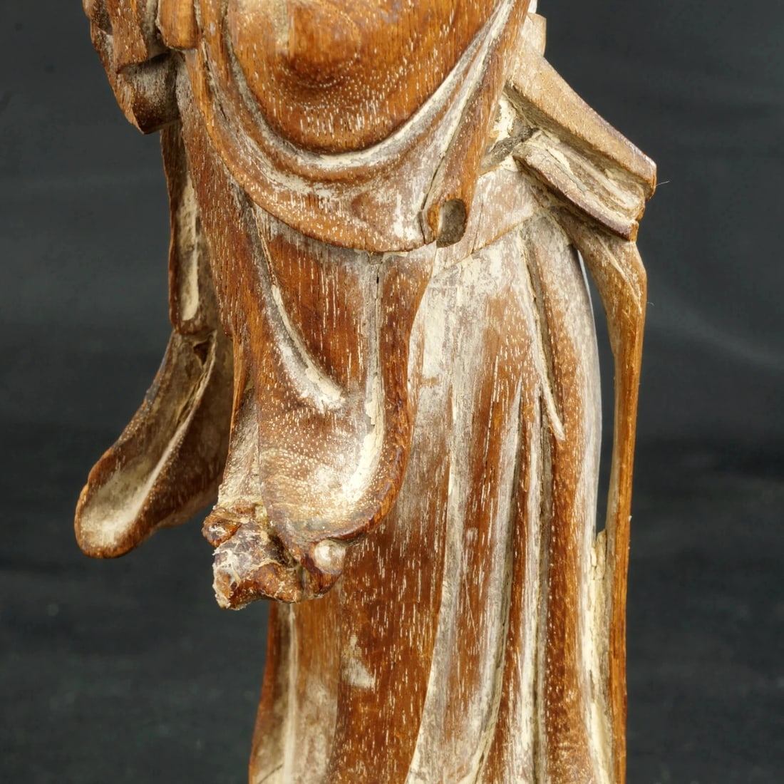 Chinese Ming Carved Wood Courtier Figure - 8