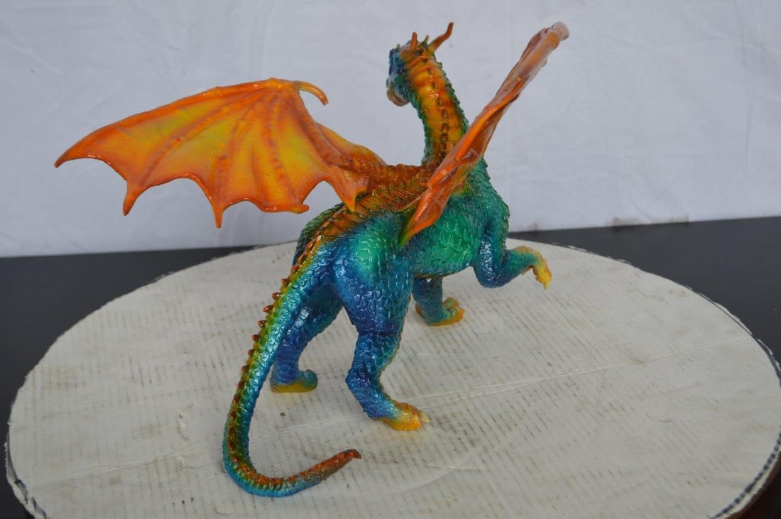 Painted Dragon Bronze Statue - Size: 16"L x 15"W x 12"H. - 9