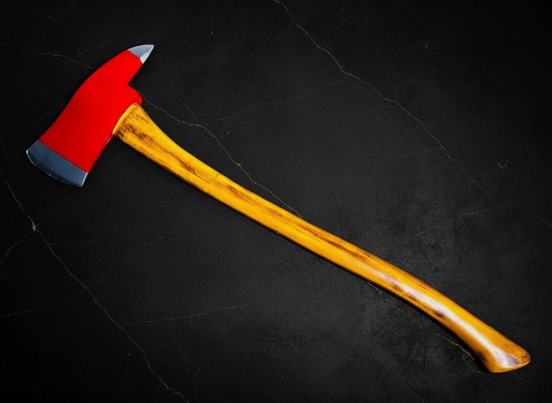 Realistic Long Handle Fire Axe Prop, 78cm PU Pulaski Hatchet for Halloween Myers Costume - 2