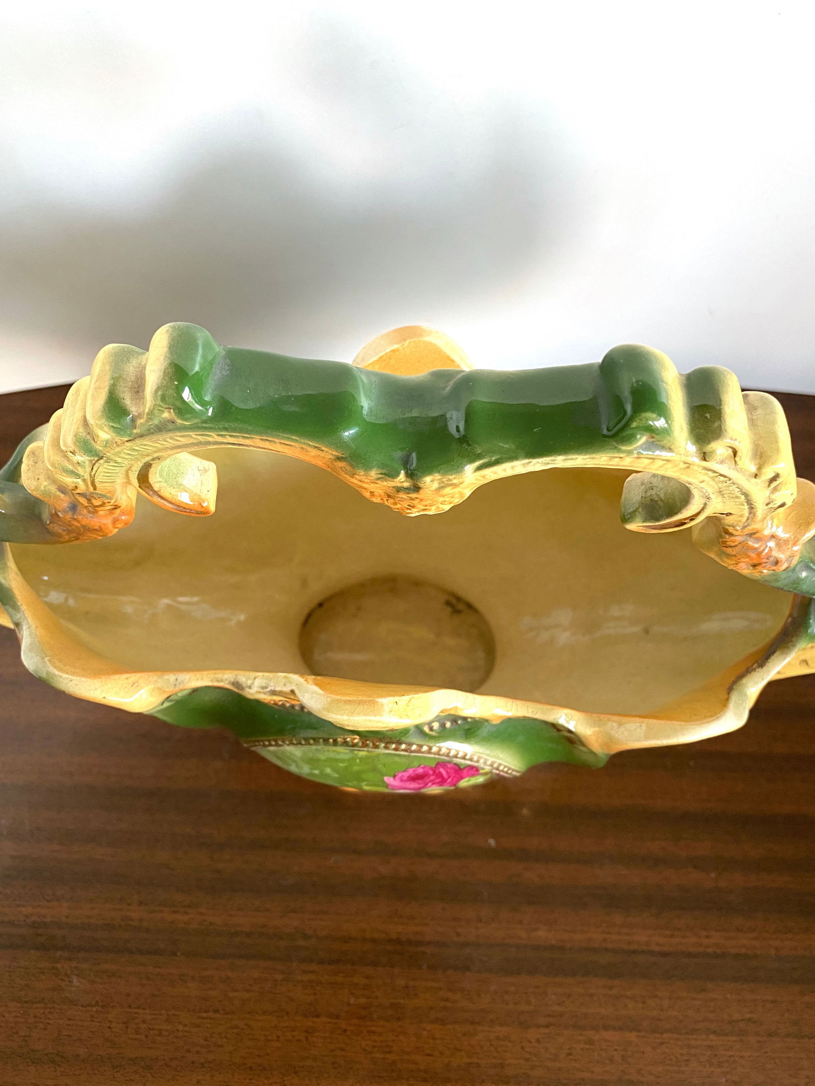 vintage Faience fruits vase, England 29x12x23 1.23kg - 2