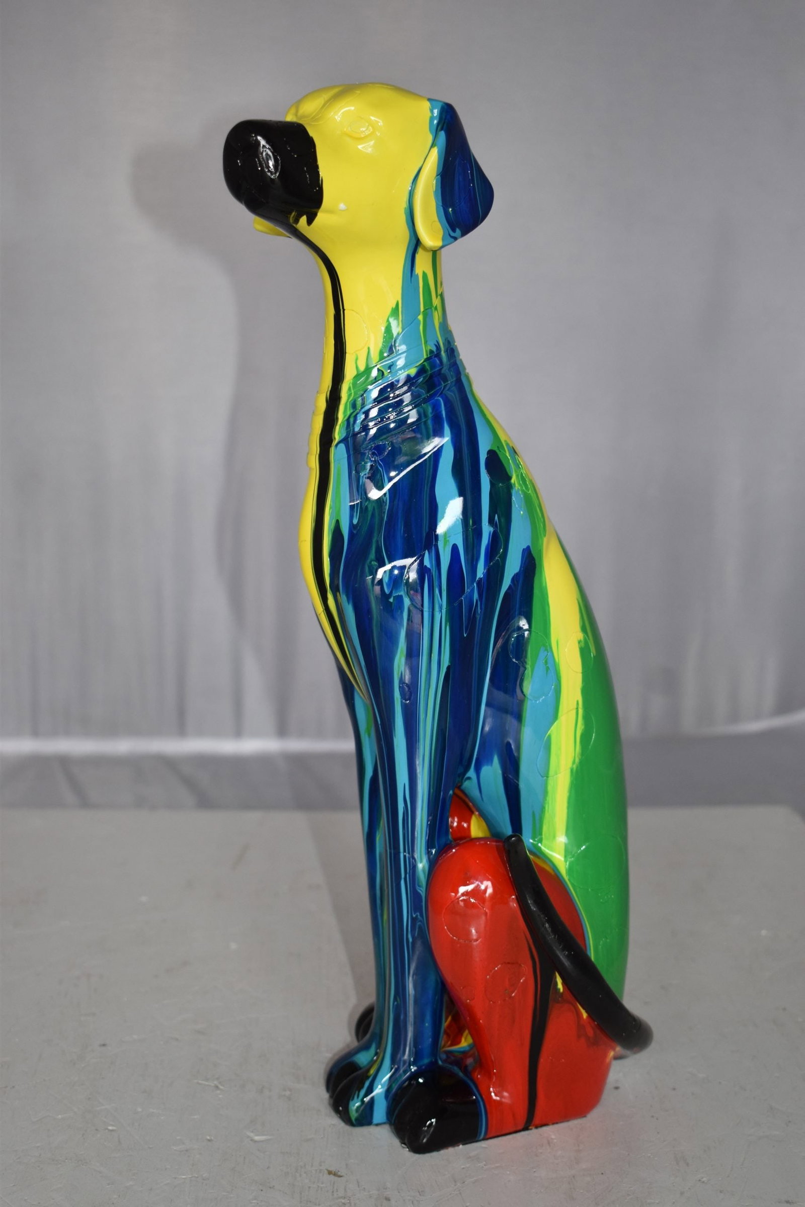 Modern Art of a Greyhound Dog Sitting Statue Made of Resin Size: 7" x 5" x 17"H - 10
