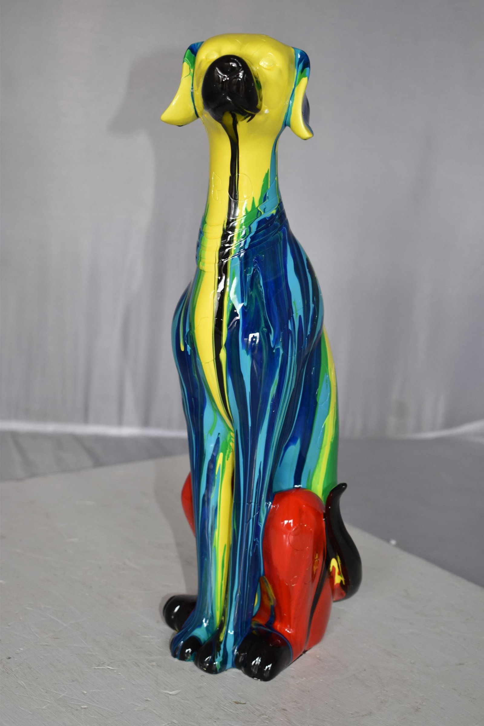 Modern Art of a Greyhound Dog Sitting Statue Made of Resin Size: 7" x 5" x 17"H - 11