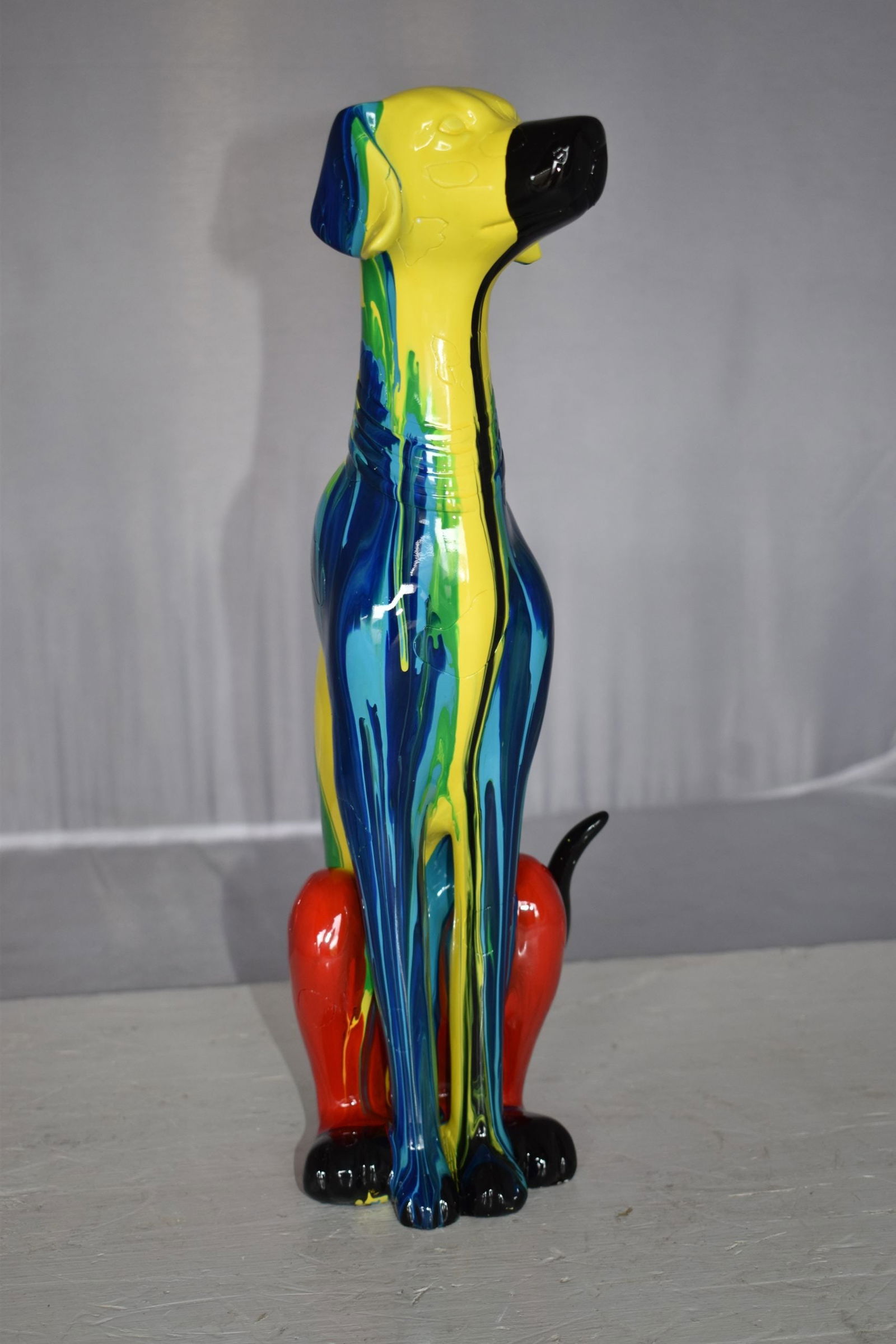 Modern Art of a Greyhound Dog Sitting Statue Made of Resin Size: 7" x 5" x 17"H - 2