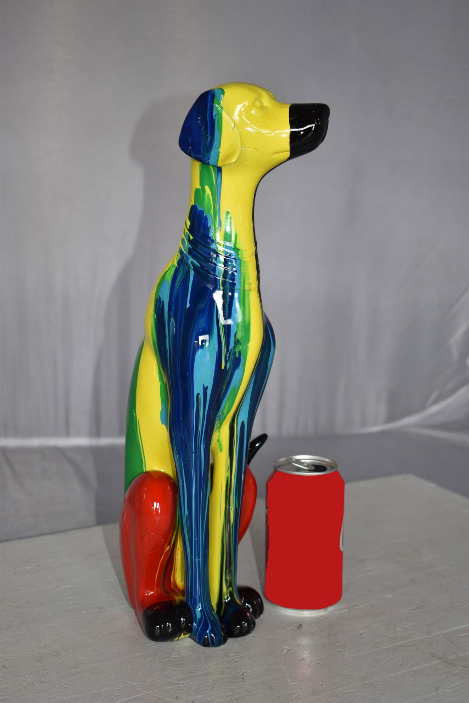 Modern Art of a Greyhound Dog Sitting Statue Made of Resin Size: 7" x 5" x 17"H - 3