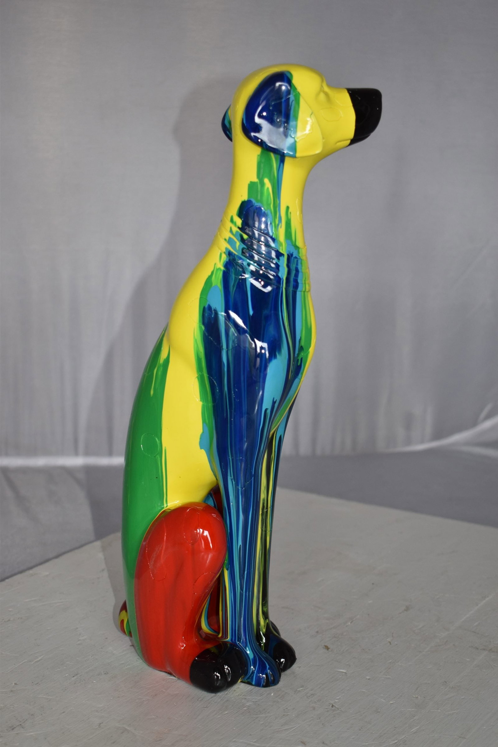 Modern Art of a Greyhound Dog Sitting Statue Made of Resin Size: 7" x 5" x 17"H - 4