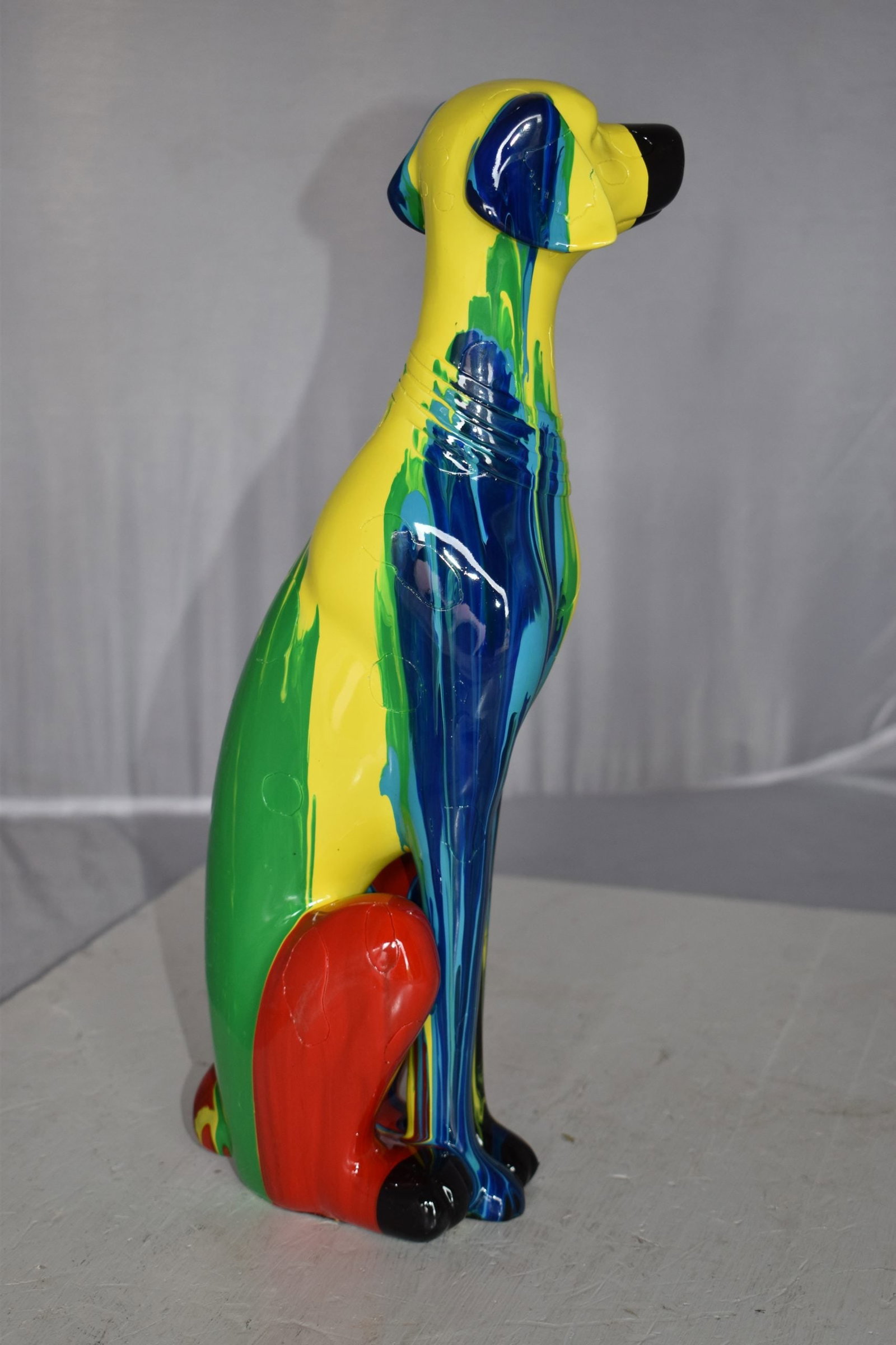 Modern Art of a Greyhound Dog Sitting Statue Made of Resin Size: 7" x 5" x 17"H - 5