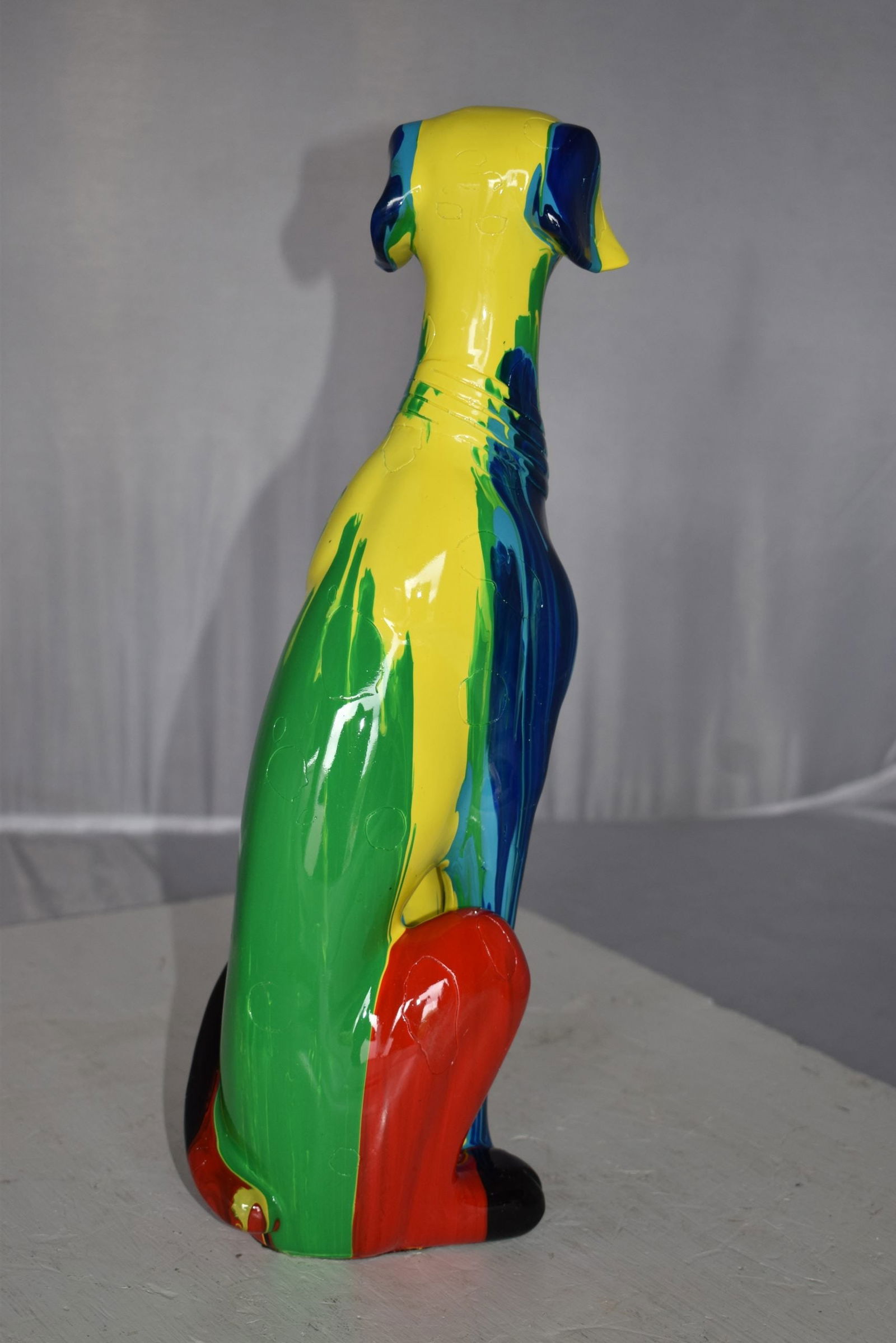 Modern Art of a Greyhound Dog Sitting Statue Made of Resin Size: 7" x 5" x 17"H - 6
