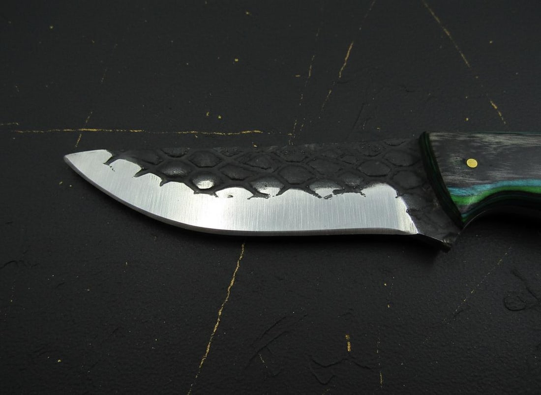 8" Custom Damascus Steel Hunting Knife Hand Made Full Tang with Leather Sheath - 3