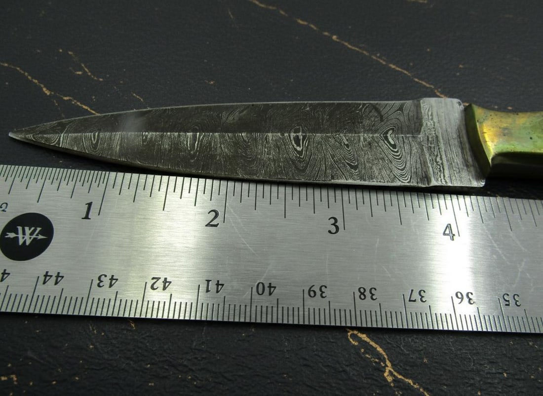 Handmade Damascus Steel Spear Point Knife, Custom Fixed Blade with Sheath - 4