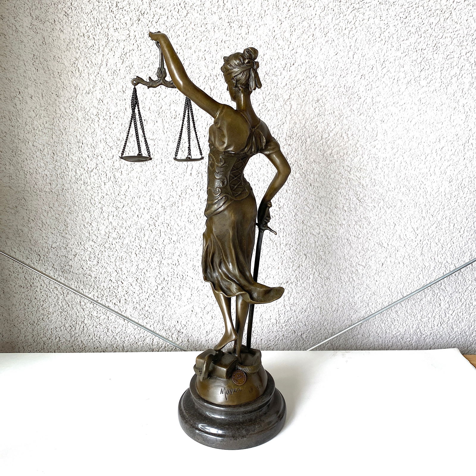 After A. Mayer - L'art Bronze qualite France - Statue of Themis - Lady Justice - 6
