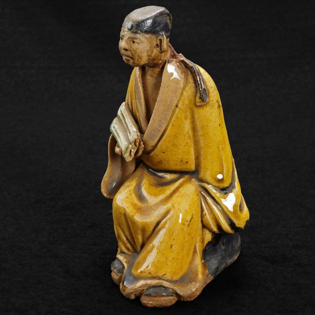 Pair 1930s Chinese Shiwan Scholar Figures - 6