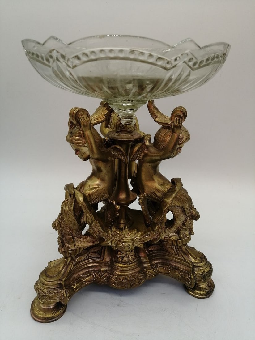 Vintage plate with bronze stand - 4