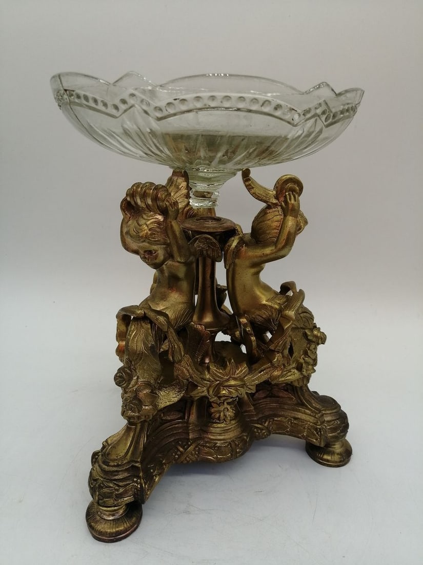 Vintage plate with bronze stand - 6