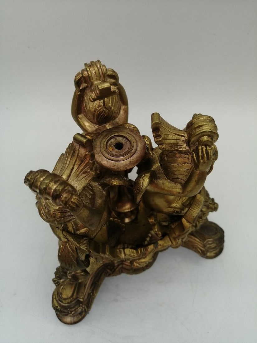 Vintage plate with bronze stand - 7