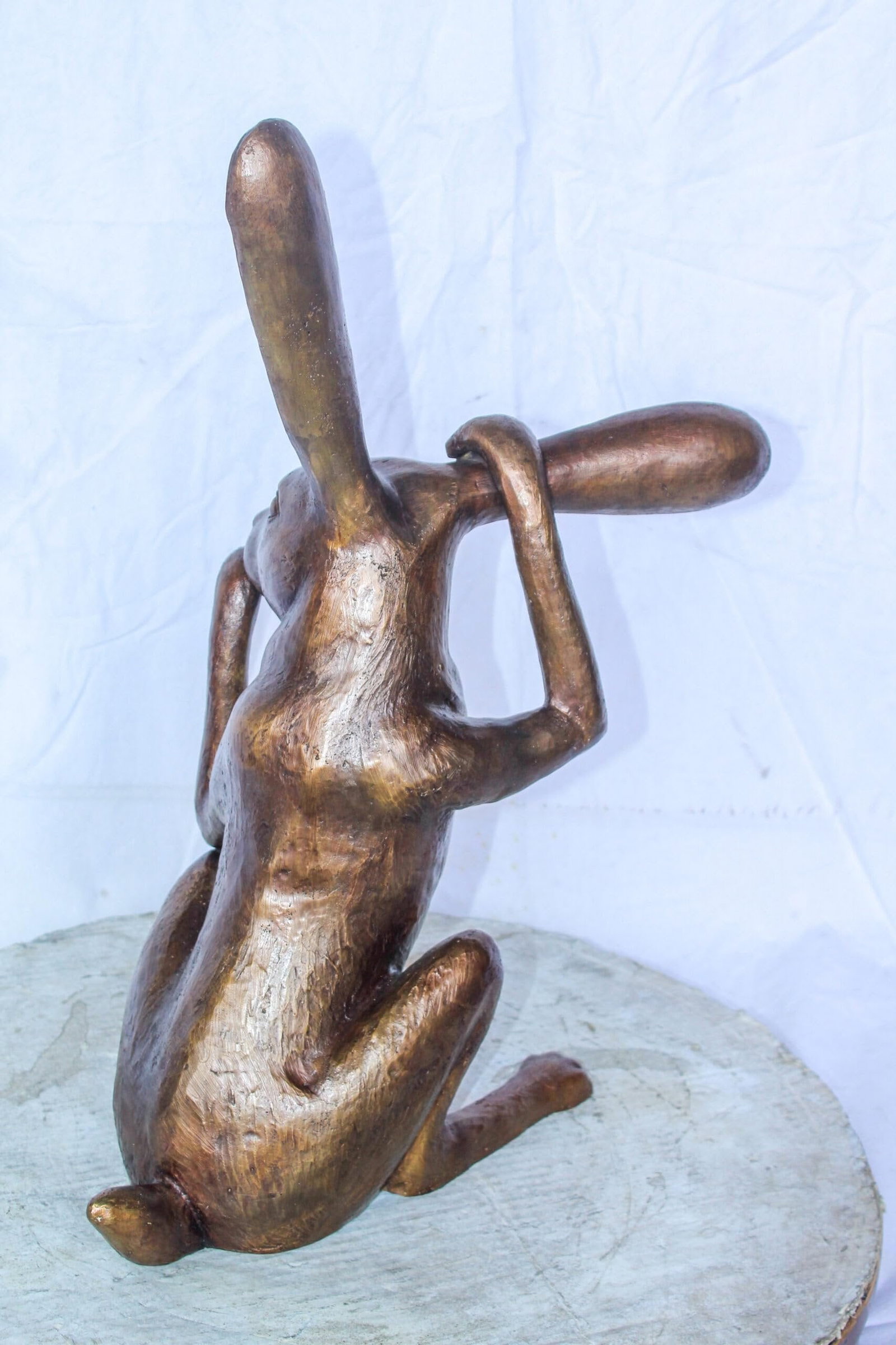 Pondering Bunny Rabbit Bronze Statue, Charming Home Decor 8" x 14" x 22"H - 9