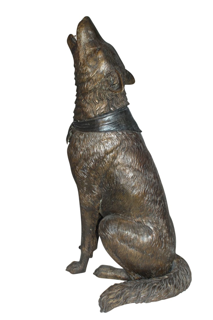 Howling Wolf Bronze Statue - Size: 16"L x 20"W x 37"H. - 4