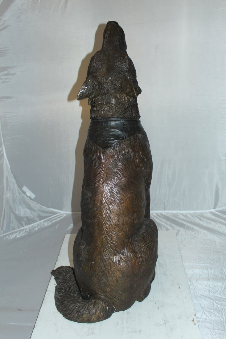 Howling Wolf Bronze Statue - Size: 16"L x 20"W x 37"H. - 6
