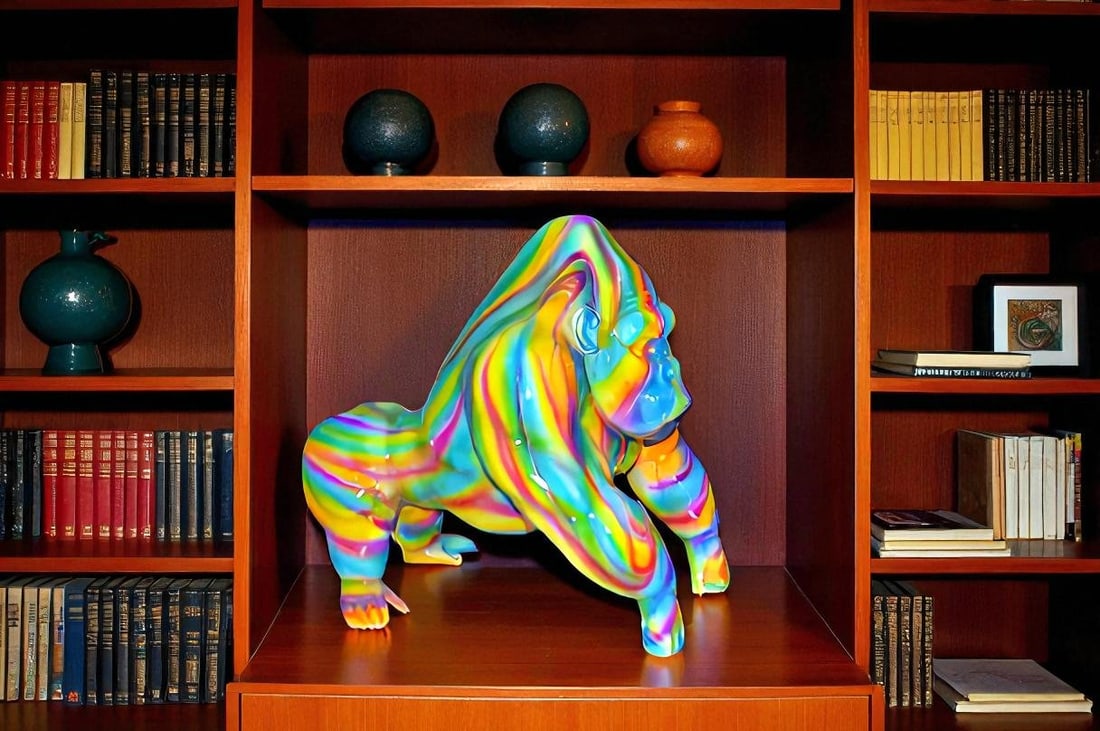 Modern King Kong Bronze Statue - Size: 15"L x 13"W x 17"H. - 2