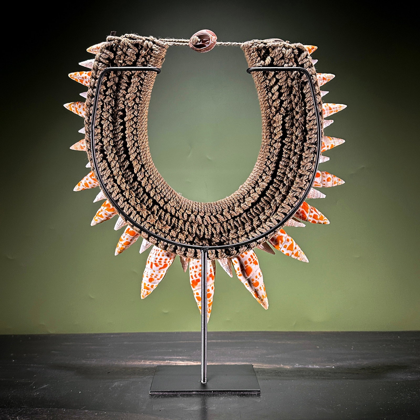 Decorative Papua necklace - Large Burnt Orange Miter Shells - 9