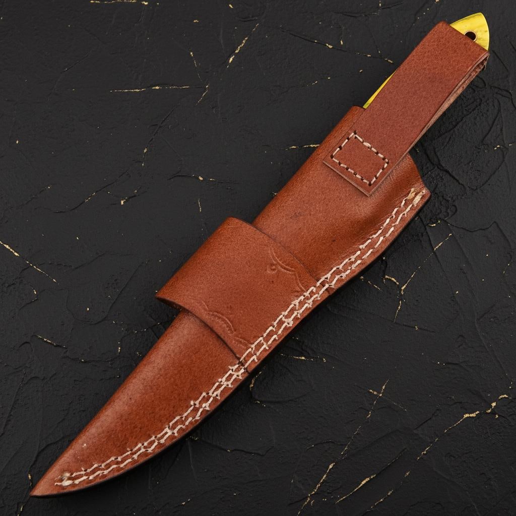 9" Hand Forged Damascus Steel Tanto Knife Full Tang Fixed Blade with Wood Handle - 7