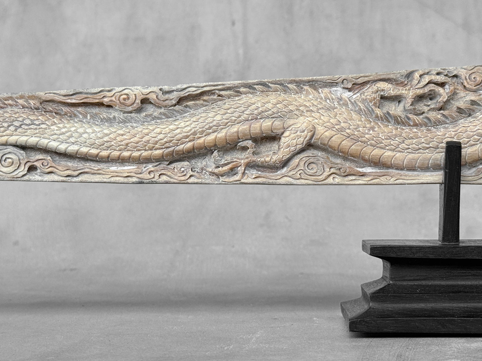 An extra large carved swordfish rostrum - Dragon tiger carving - 7