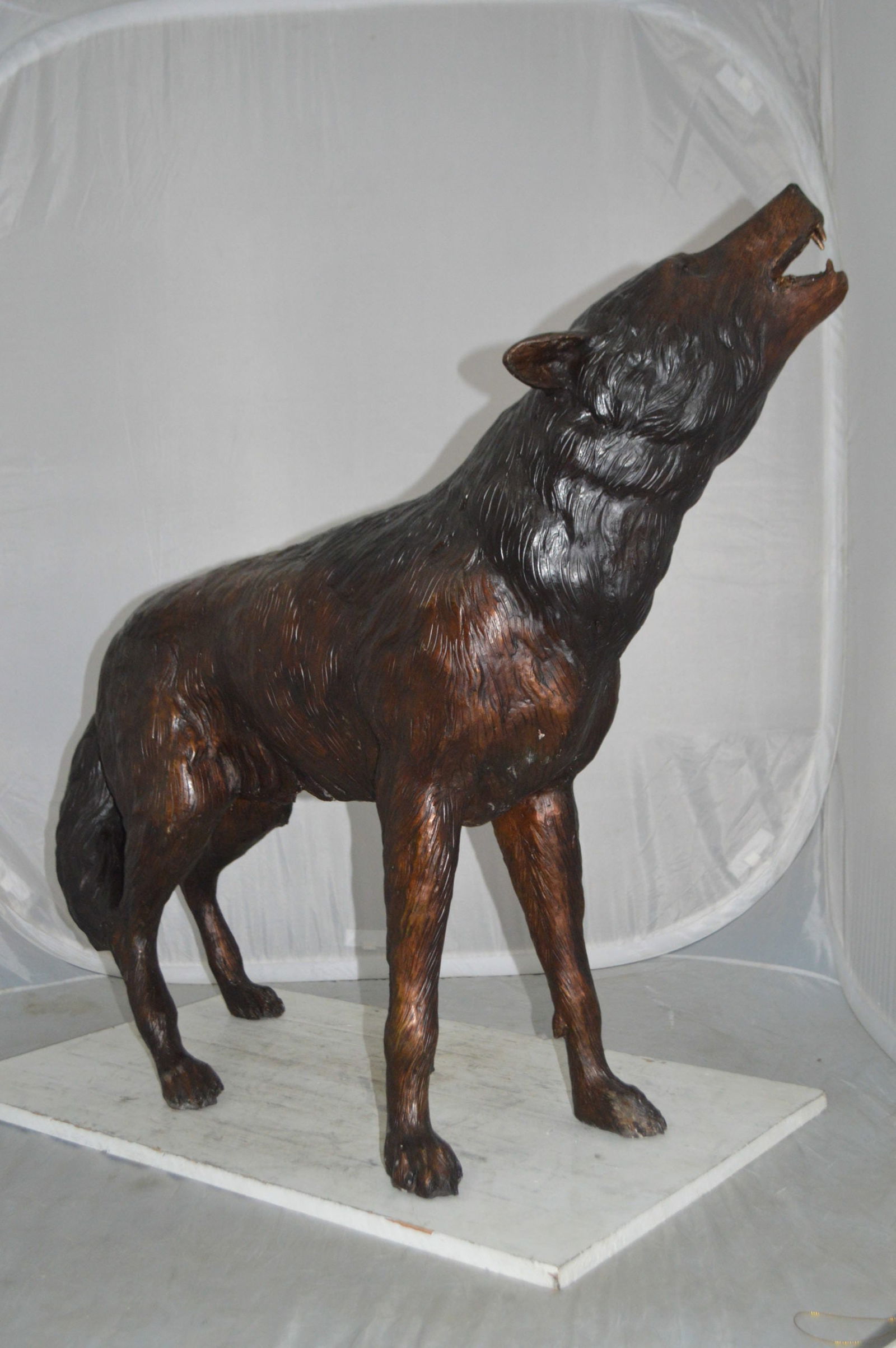 Howling Wolf Bronze Statue - Size: 40"L x 10"W x 32"H. - 11