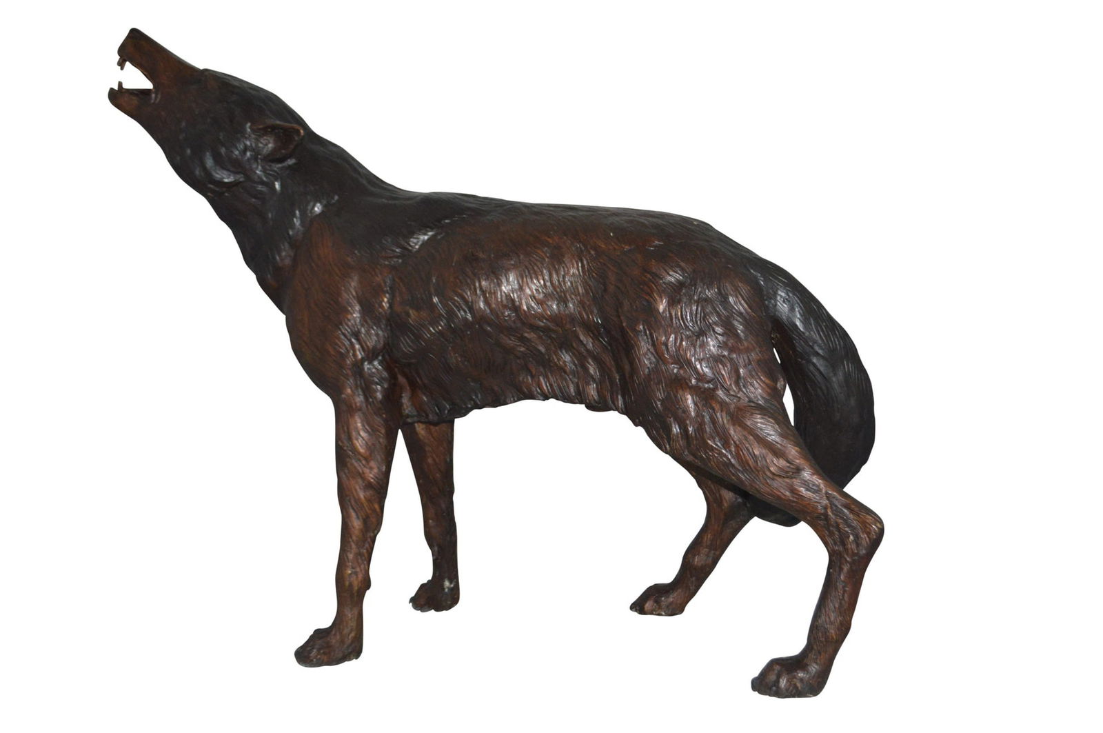 Howling Wolf Bronze Statue - Size: 40"L x 10"W x 32"H. - 12