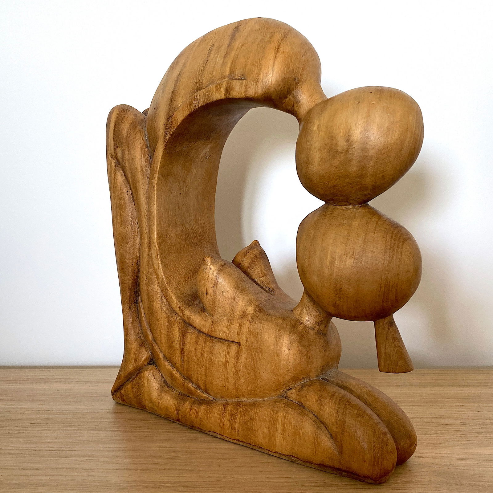 Hand carved wood sculpture of lovers - 2