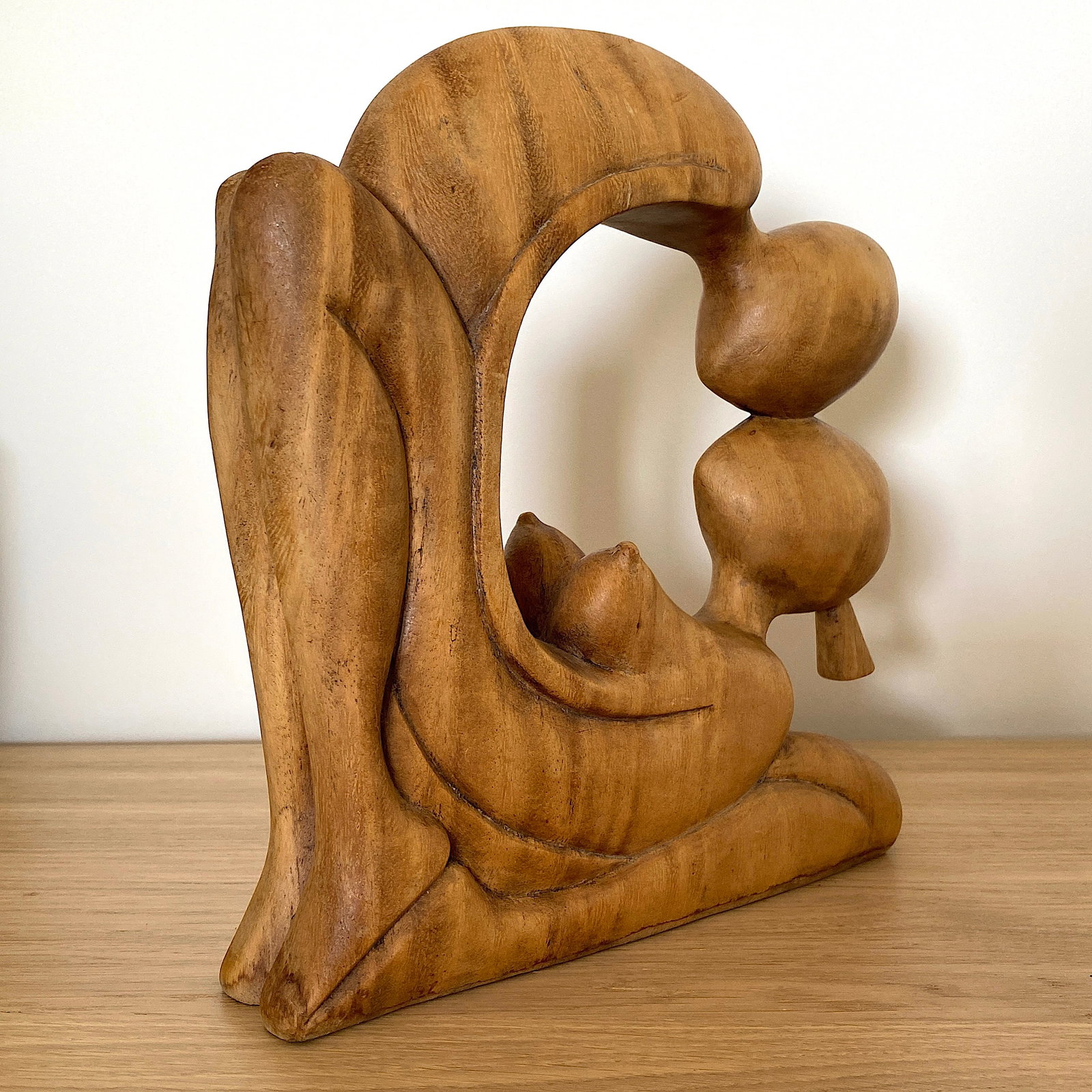 Hand carved wood sculpture of lovers - 4