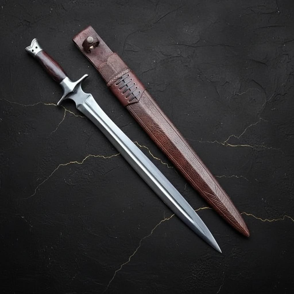 Classical Viking Sword 30 inch, Hand Forged 5160 Carbon Steel Blade, Rosewood Handle - 2