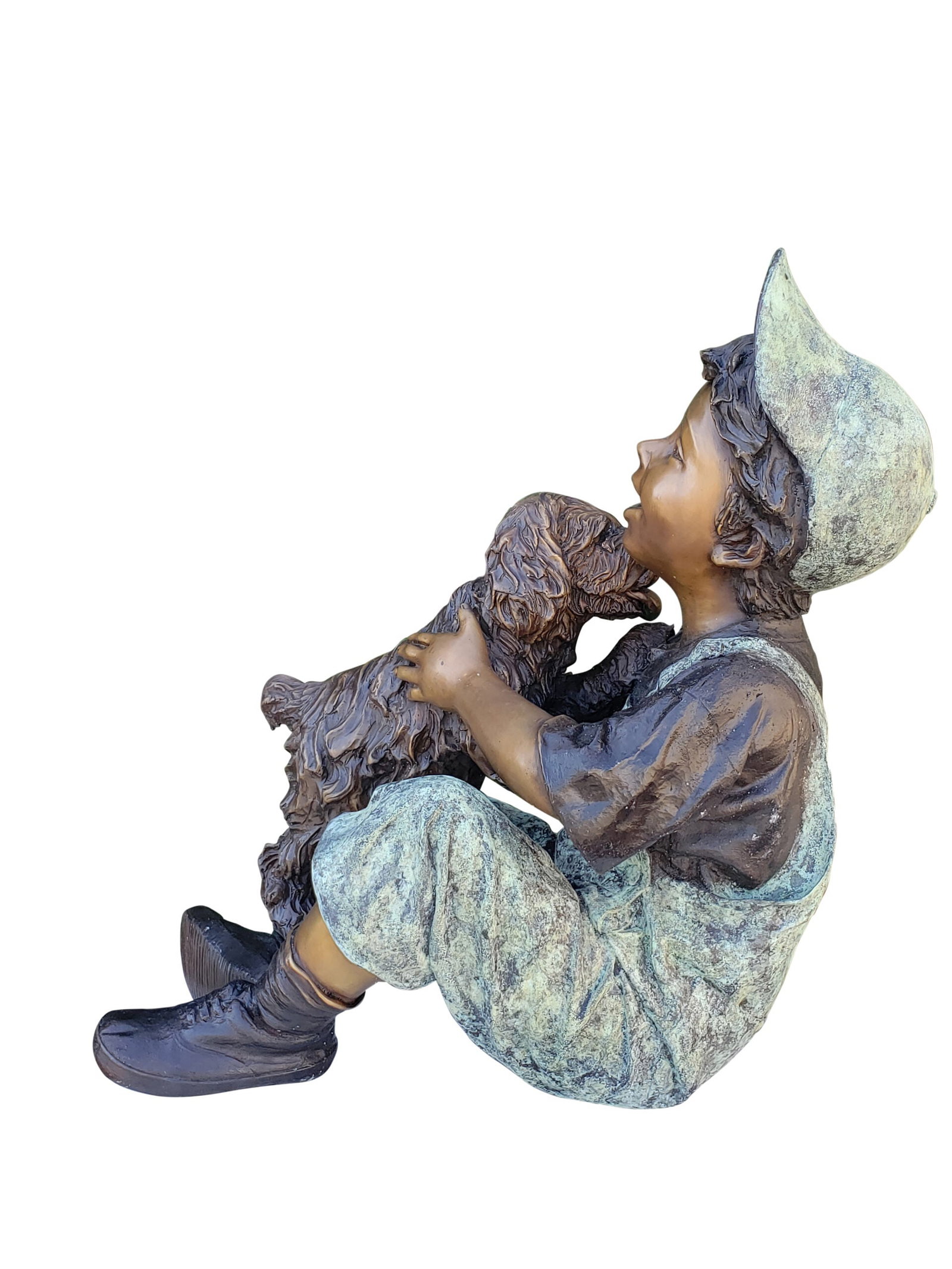 Playful Young Boy and his Puppy Bronze Statue Size: 20" x 16" x 24"H - 2