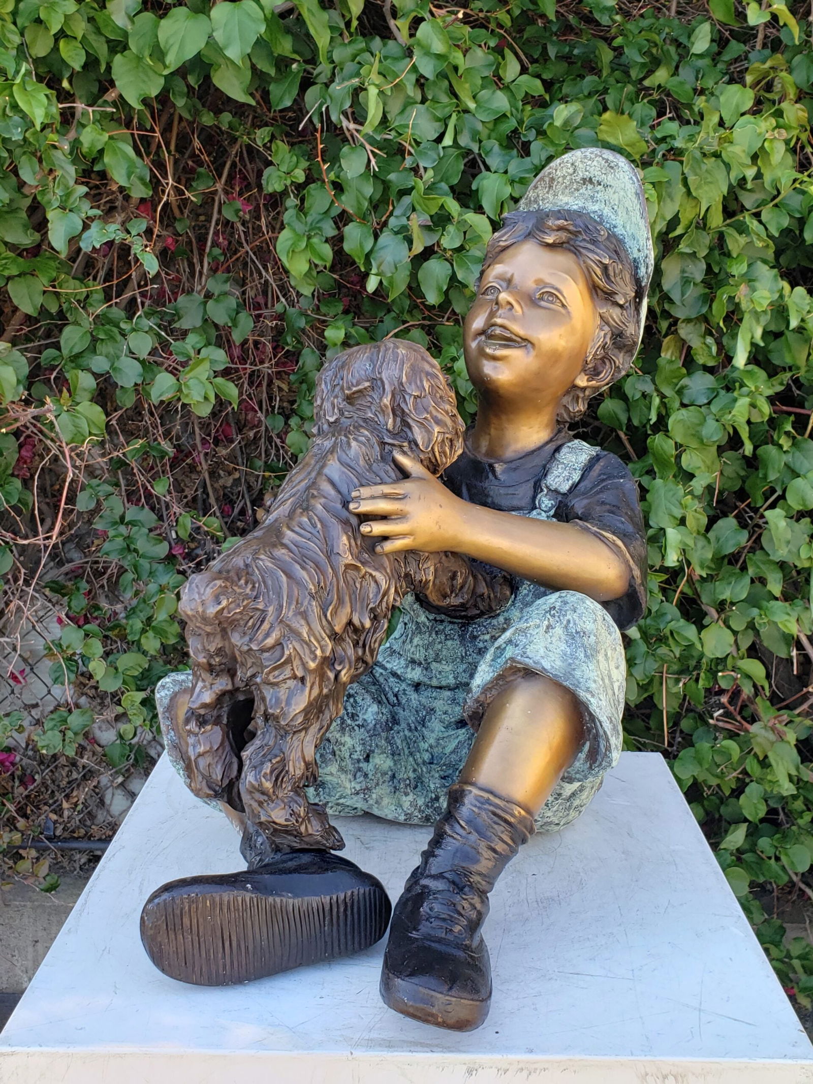 Playful Young Boy and his Puppy Bronze Statue Size: 20" x 16" x 24"H - 6