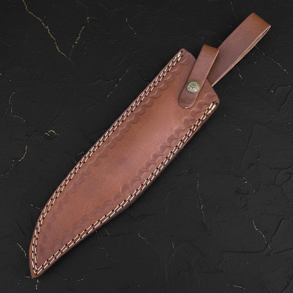 Hand Forged Damascus Steel Bowie Knife 16.5" Custom Survival Hunting Blade with Wood Handle - 10