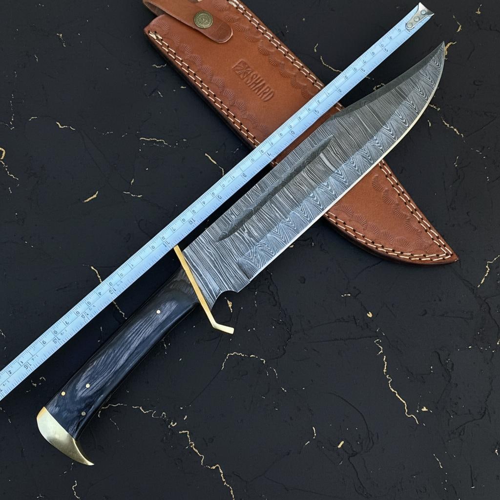 Hand Forged Damascus Steel Bowie Knife 16.5" Custom Survival Hunting Blade with Wood Handle - 7
