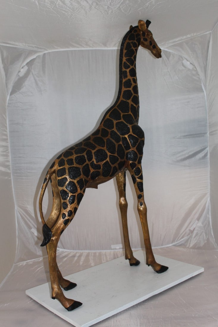 Pair of Giraffes Bronze Statues - Size: 32"L x 12"W x 55"H. - 9