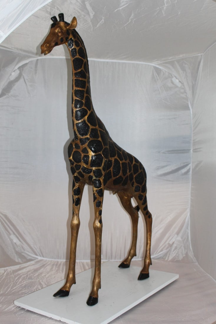 Pair of Giraffes Bronze Statues - Size: 32"L x 12"W x 55"H. - 11