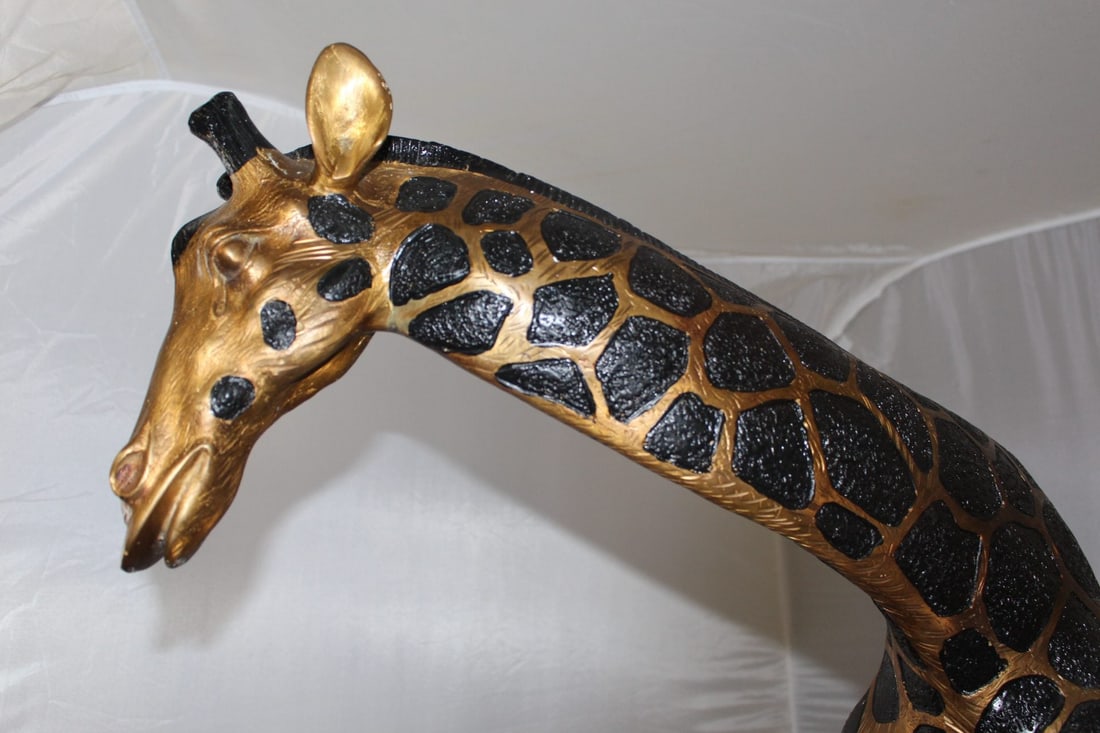 Pair of Giraffes Bronze Statues - Size: 32"L x 12"W x 55"H. - 15
