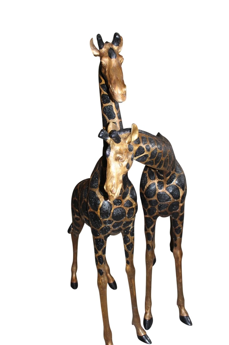 Pair of Giraffes Bronze Statues - Size: 32"L x 12"W x 55"H. - 4