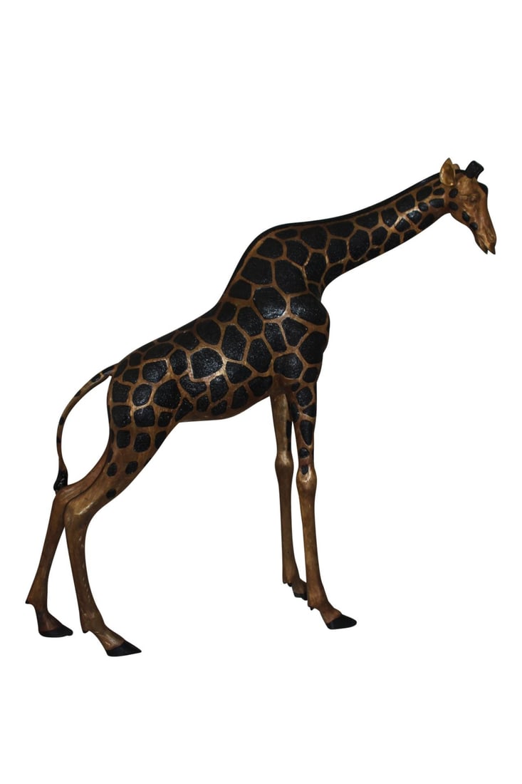 Pair of Giraffes Bronze Statues - Size: 32"L x 12"W x 55"H. - 5