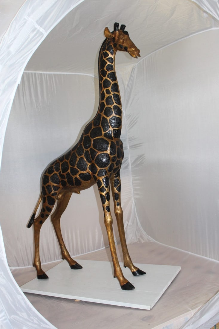 Pair of Giraffes Bronze Statues - Size: 32"L x 12"W x 55"H. - 7