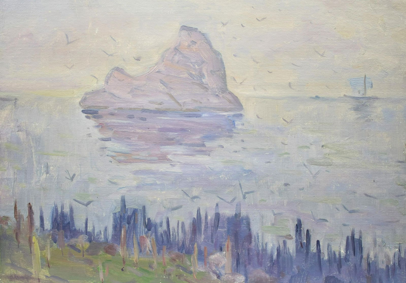 Tyukha Ivan (Ukrainian artist), "Morning", oil on cardboard: Title: Tyukha Ivan (Ukrainian artist), "Morning", oil on cardboard Artist: Tyukha Ivan Andriyovich Description: ARTIST: Tyukha Ivan Andriyovich, Ukrainian artist TITLE: "Morning" SIZE: 36 x 51 cm, (14