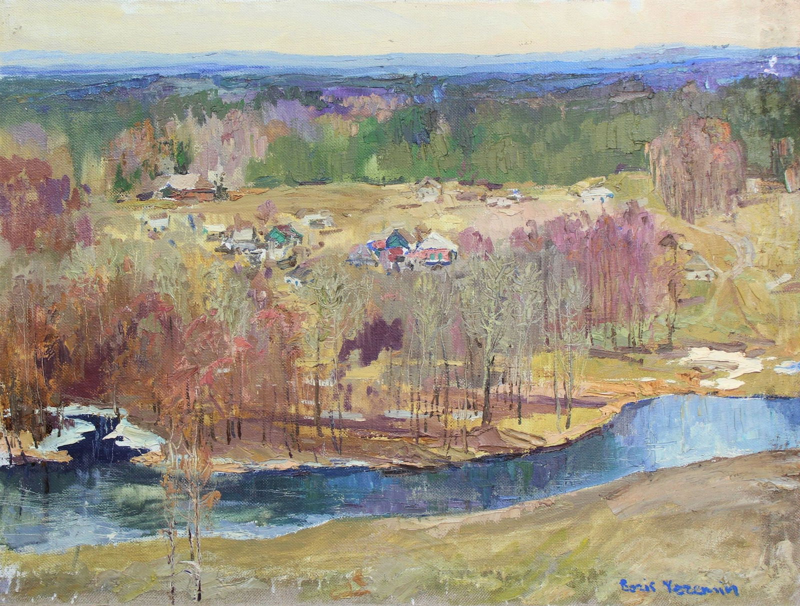 Yeremin Boris (Ukrainian artist), "On Slobozhanschina", oil on canvas: Title: Yeremin Boris (Ukrainian artist), "On Slobozhanschina", oil on canvas Artist: Yeremin Boris Oleksandrovich Description: ARTIST: Yeremin Boris Oleksandrovich, Ukrainian artist TITLE: "On Slobozh