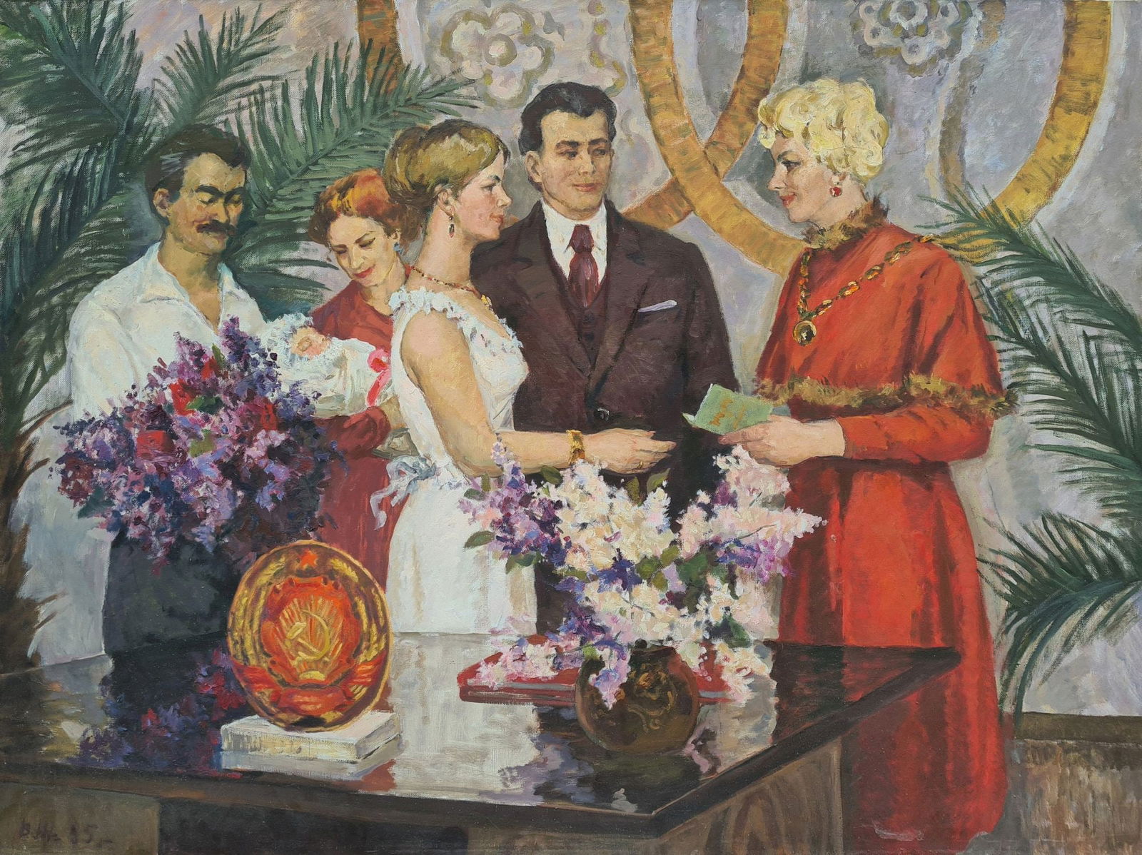 Zhurakovsky Victor (Ukrainian artist), "Wedding", oil on canvas: Title: Zhurakovsky Victor (Ukrainian artist), "Wedding", oil on canvas Artist: Zhurakovsky Victor Petrovich Description: ARTIST: Zhurakovsky Victor Petrovich, Ukrainian artist TITLE: "Wedding" SIZE: 1