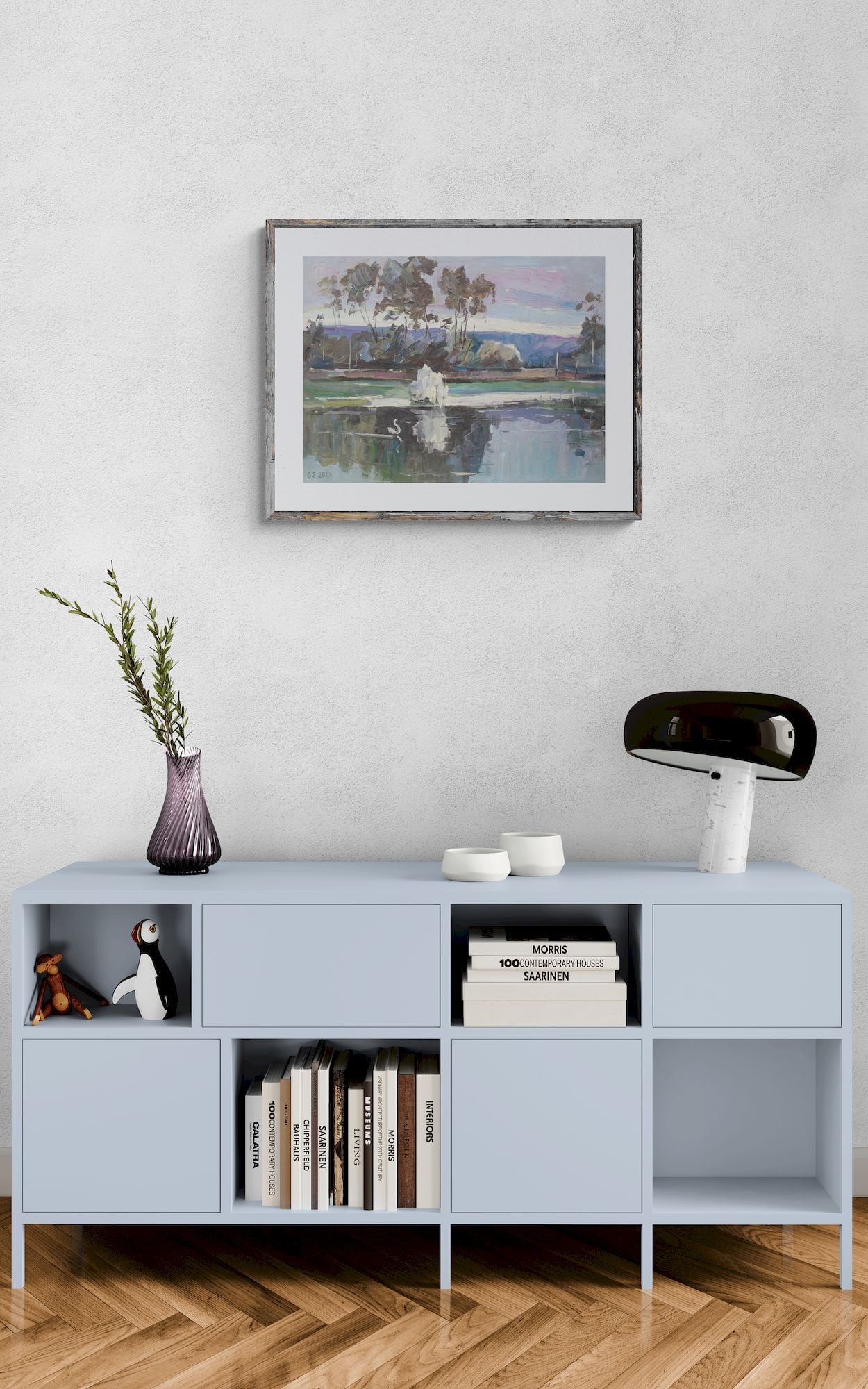 Unidentified (Ukrainian artist), "Swan lake", oil on cardboard - 3