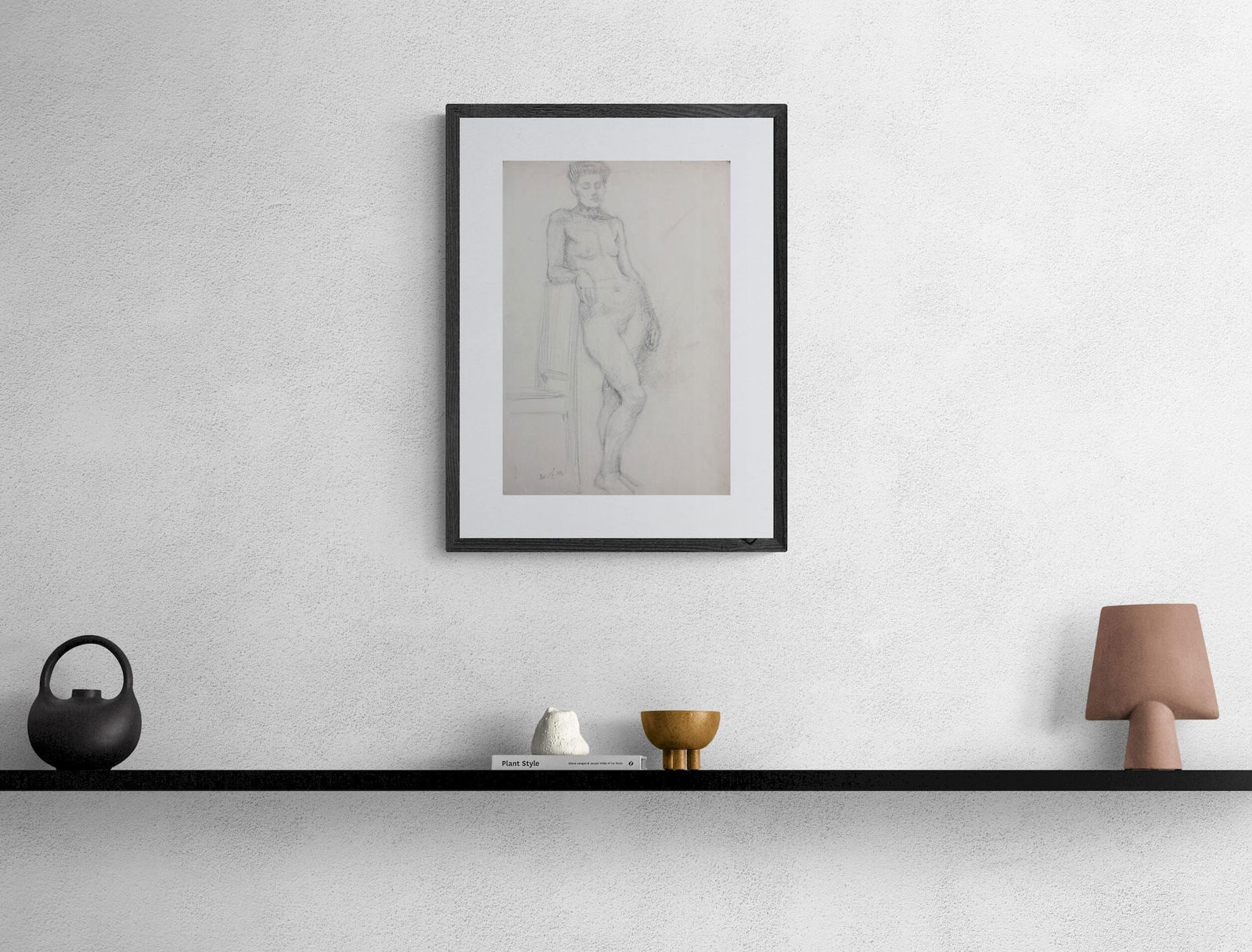 Bizyukov Onufry (Ukrainian artist), "Figure woman leaning on chair", pencil on paper - 3